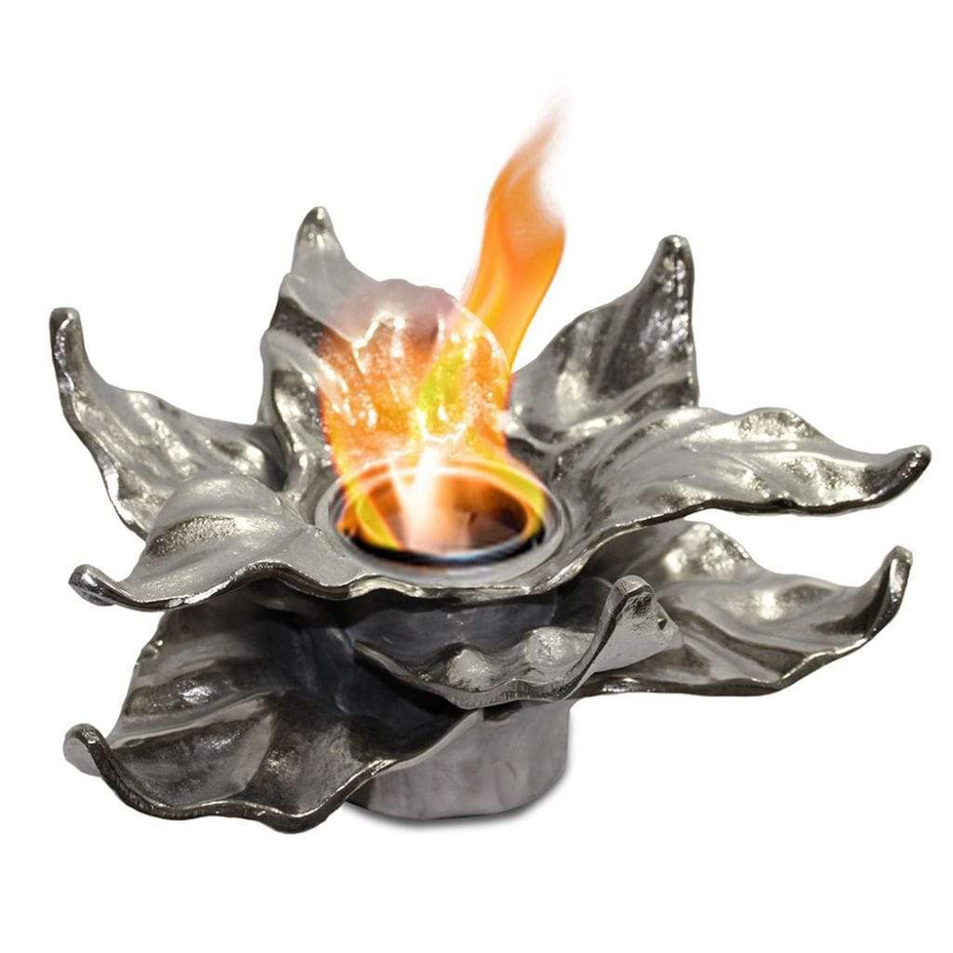 Anywhere Fireplace Heathcote 14" Silver Botanical Pointy Leaf Gel Fuel Fireplace