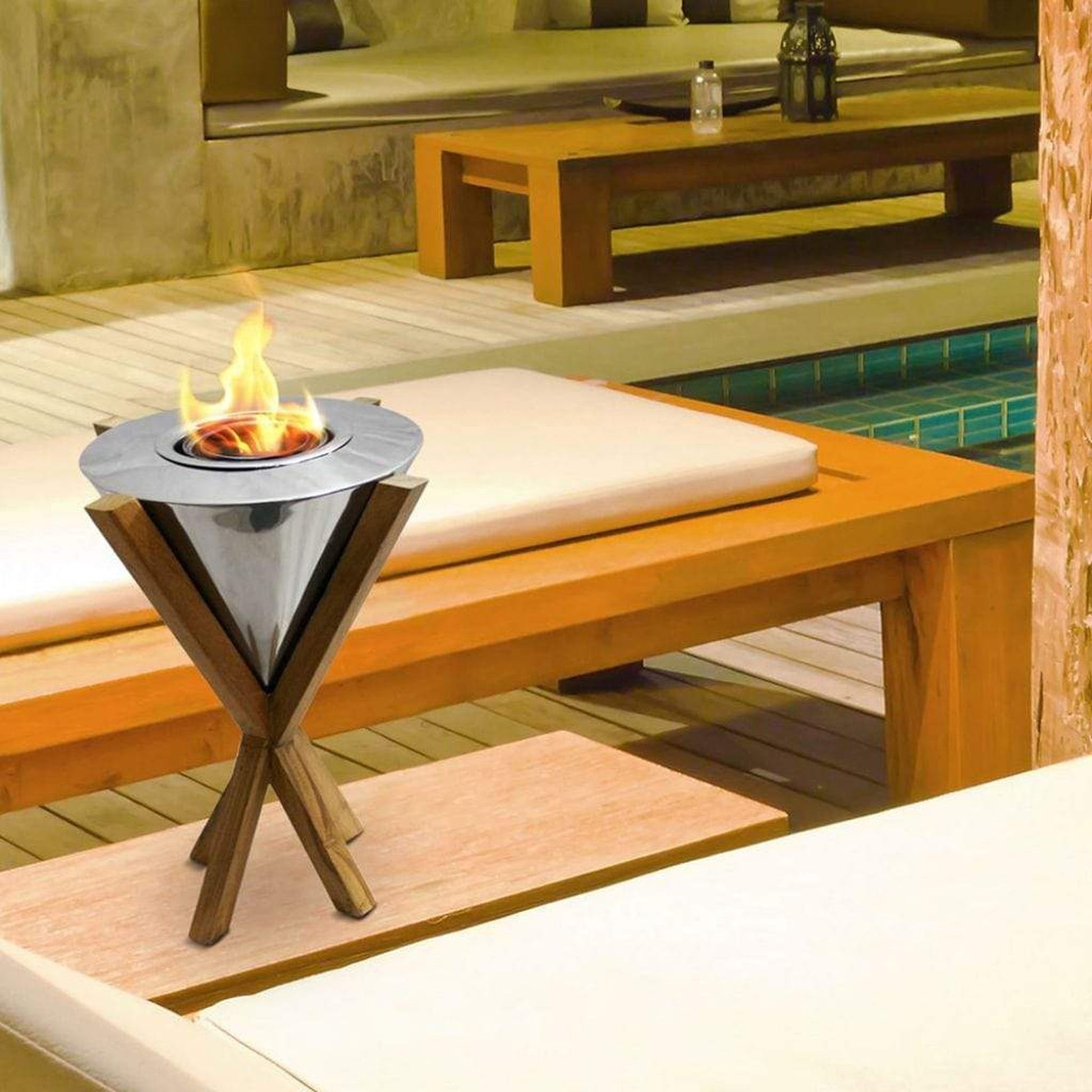 Anywhere Fireplace Southampton 12" Teak Tabletop Gel Fireplace