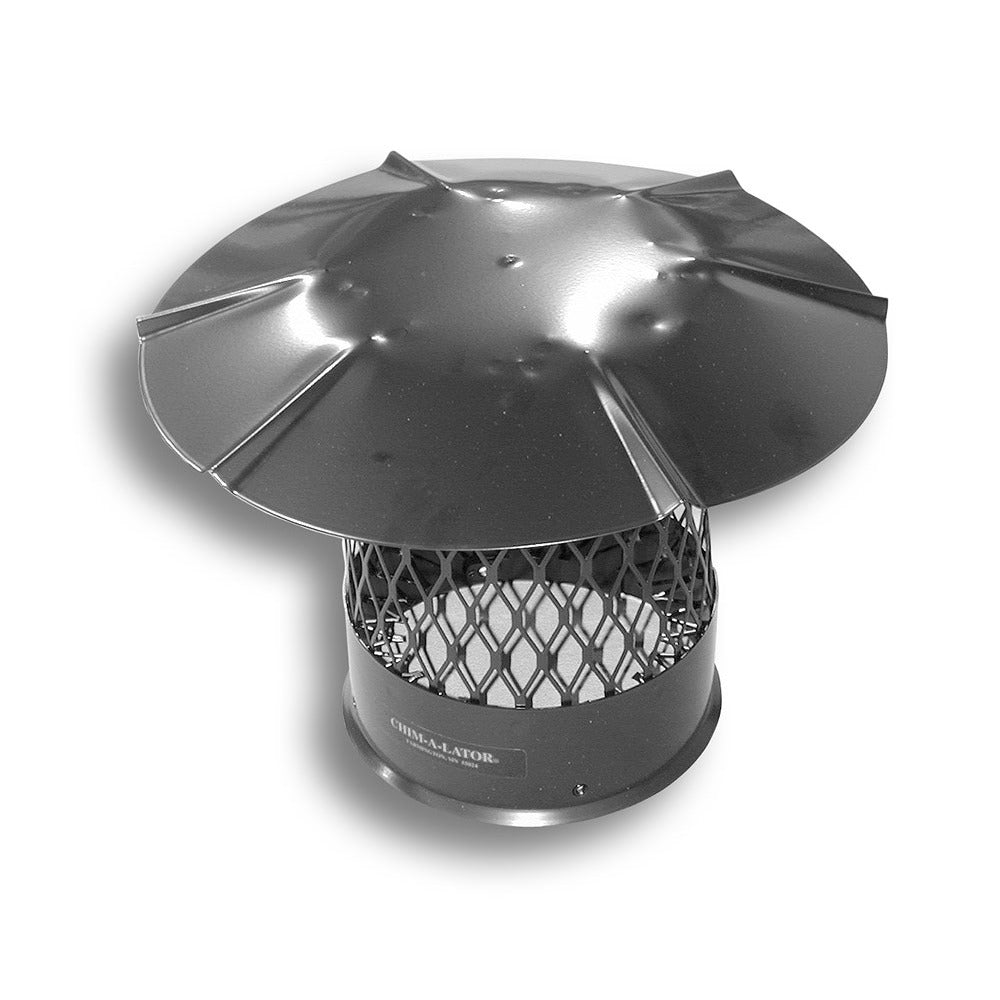 BDM Chim-A-Lator 6" Black Galvanized Steel Round Chimney Cap With 3/4" Mesh