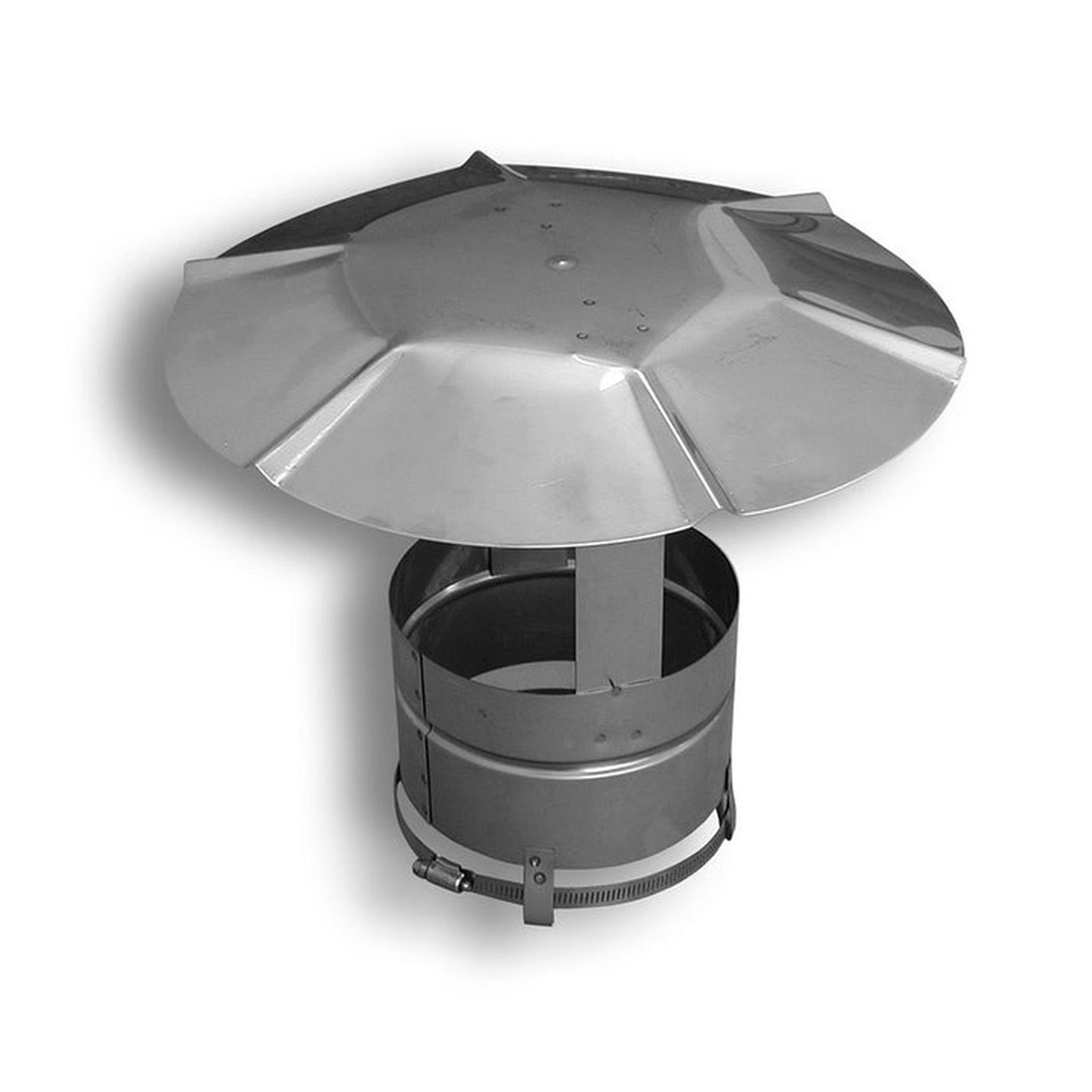 BDM Dalsin Line 12" Diameter 316L Stainless Steel Flex Rain Cap without Mesh