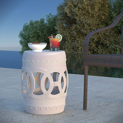 Balkene Home 14" Large Medallion Ceramic Garden Stool/Table by Fire Sense