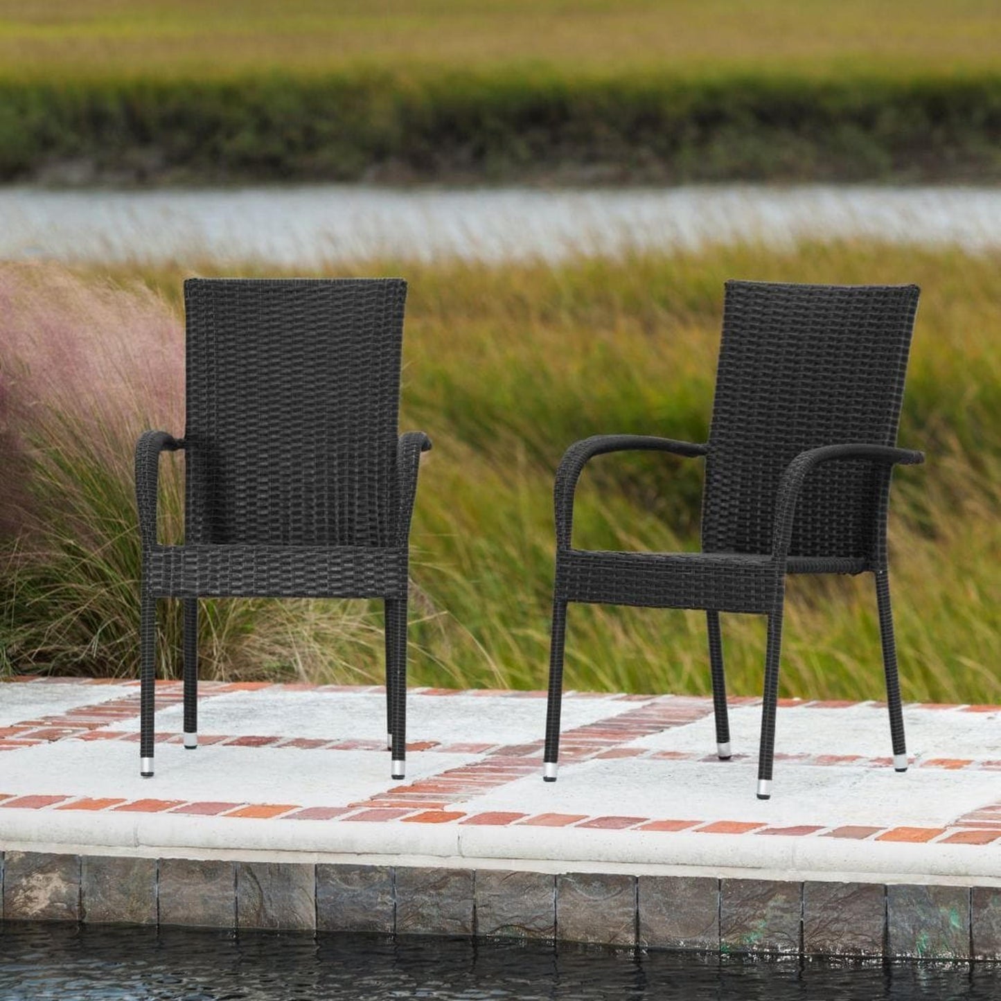 Balkene Home 20" Morgan Outdoor Wicker Stacking Chair (Set of 4) by Fire Sense
