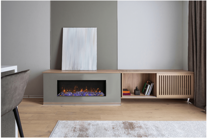 Amantii Panorama BI Slim 60" Indoor / Outdoor Full View Smart Built-in Electric Fireplace With Black Steel Surround