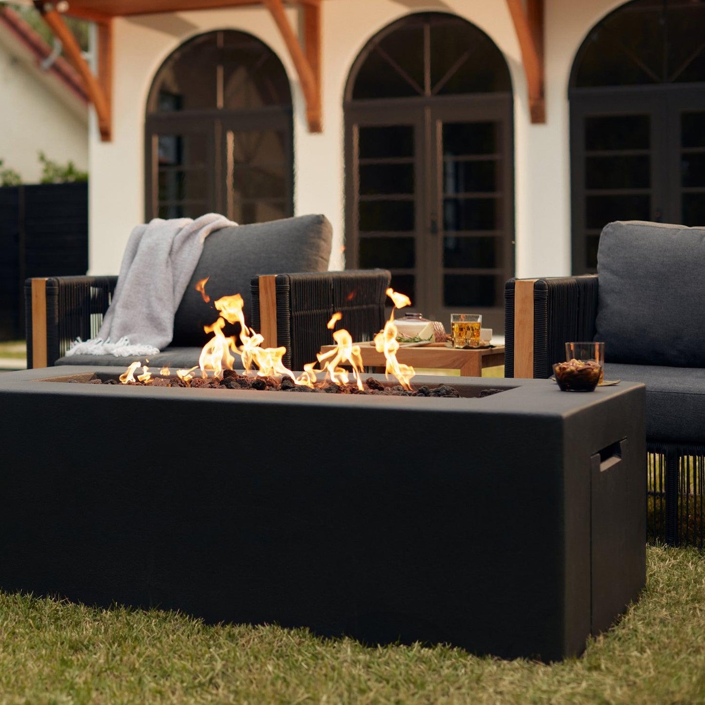Blaze 60" Rectangular Concrete Natural Gas Fire Pit Table
