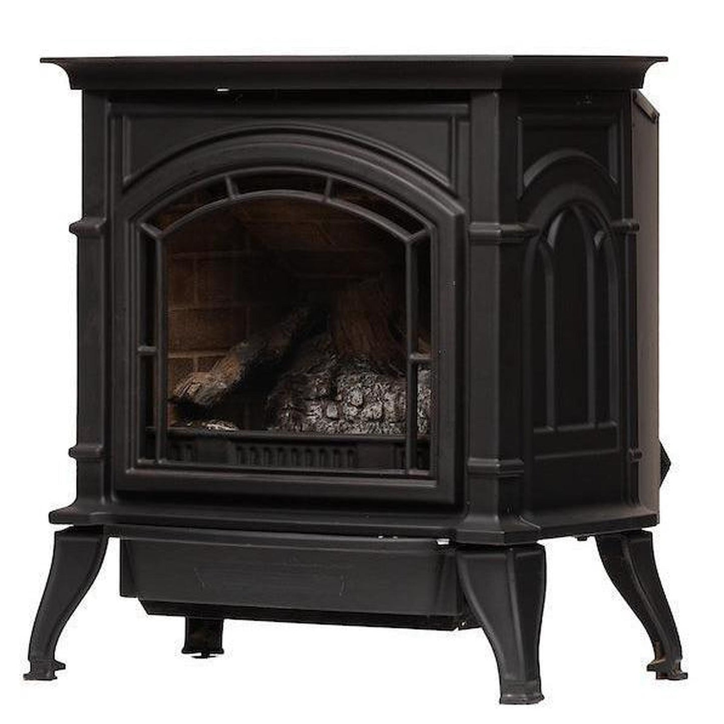 Breckwell BH23 26" Black Finish Freestanding Proflame 2, Direct Vent Cast Iron Stove With Logs