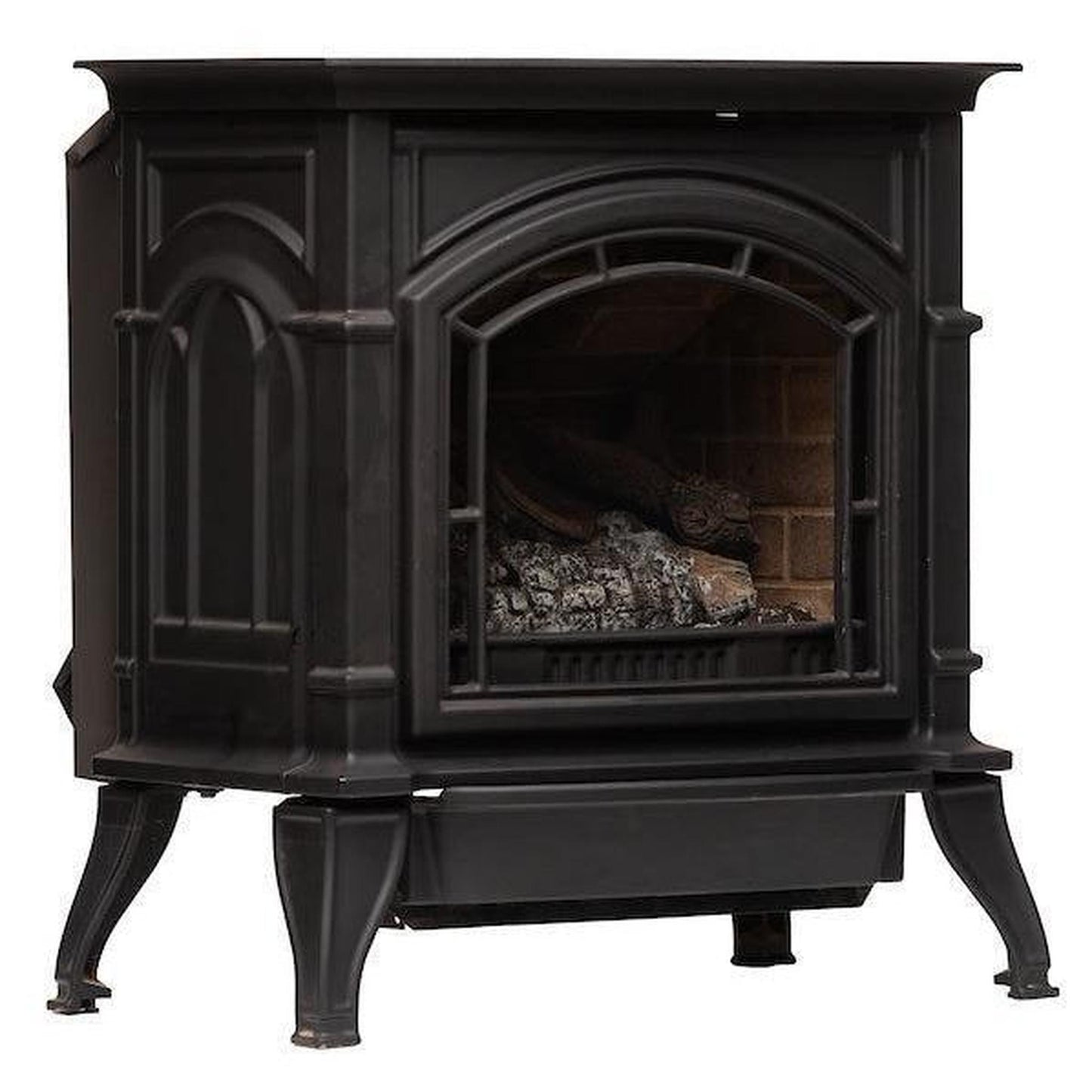 Breckwell BH23 26" Black Finish Freestanding Proflame 2, Direct Vent Cast Iron Stove With Logs
