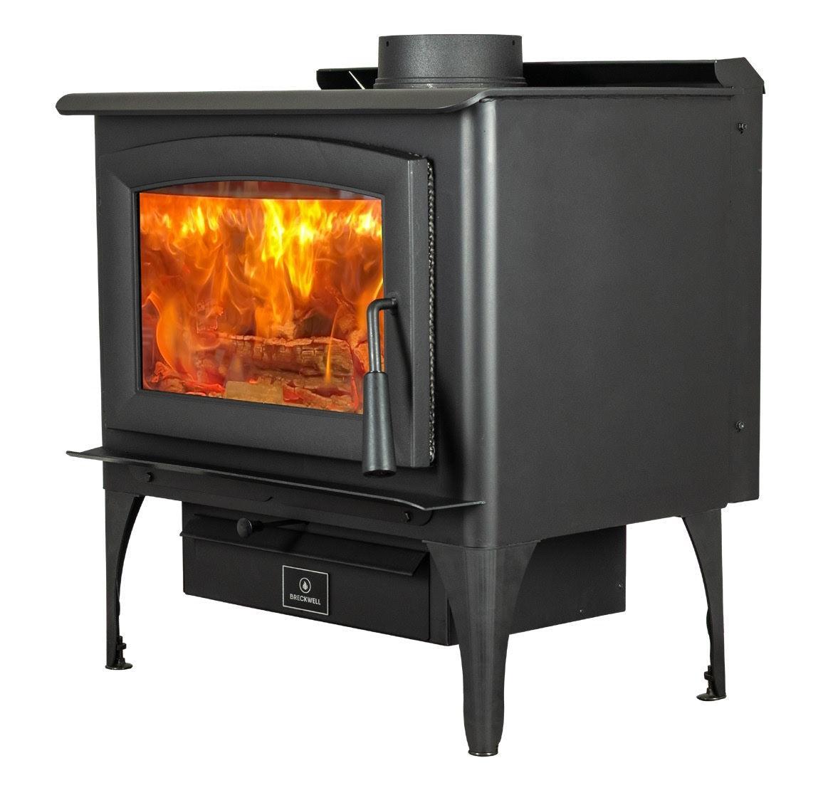 Breckwell CH25 30" Black Finish Freestanding Wood Burning Stove on Legs With Blower