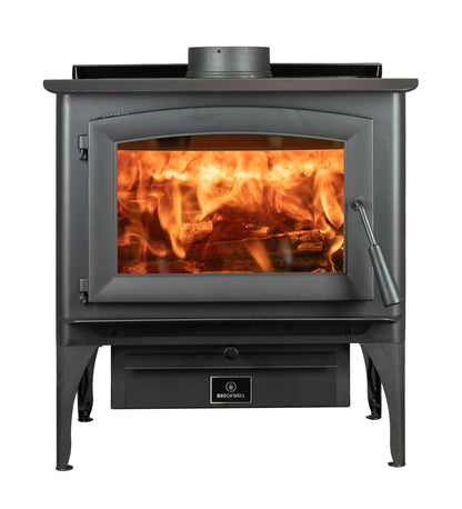 Breckwell CH25 30" Black Finish Freestanding Wood Burning Stove on Legs With Blower