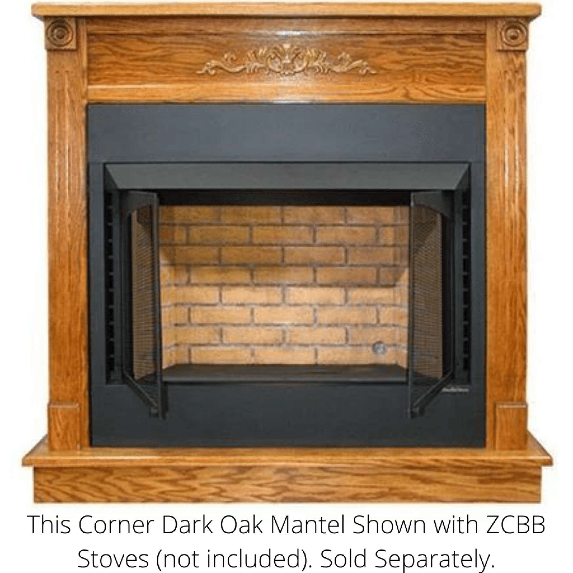 Buck Stove 36" Standard Corner Dark Oak Mantel for ZCBB Stoves