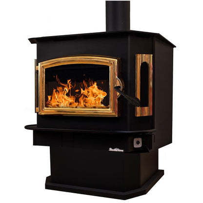Buck Stove Bay Series Model 81 Non-Catalytic and Blower Assembly Standard Wood Burning Stove With Gold Door Finish