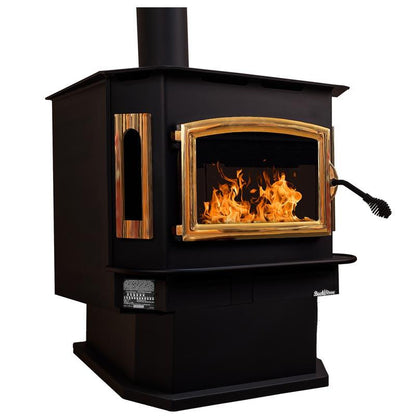 Buck Stove Bay Series Model 81 Non-Catalytic and Blower Assembly Standard Wood Burning Stove With Gold Door Finish