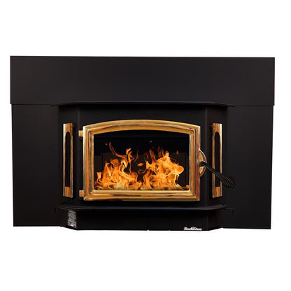 Buck Stove Bay Series Model 81 Non-Catalytic and Blower Assembly Standard Wood Burning Stove With Gold Door Finish