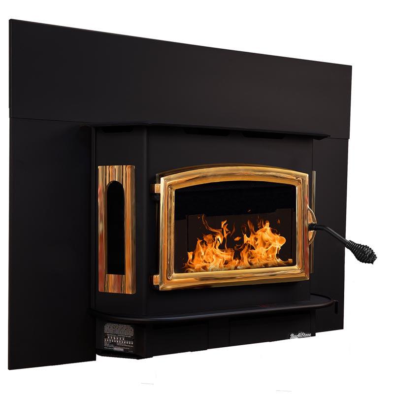 Buck Stove Bay Series Model 81 Non-Catalytic and Blower Assembly Standard Wood Burning Stove With Gold Door Finish