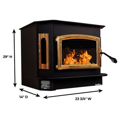 Buck Stove Bay Series Model 81 Non-Catalytic and Blower Assembly Standard Wood Burning Stove With Gold Door Finish