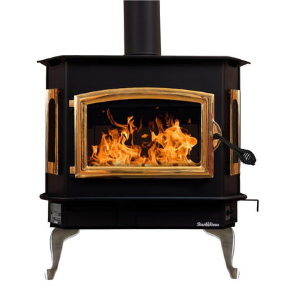 Buck Stove Bay Series Model 81 Non-Catalytic and Blower Assembly Standard Wood Burning Stove With Gold Door Finish