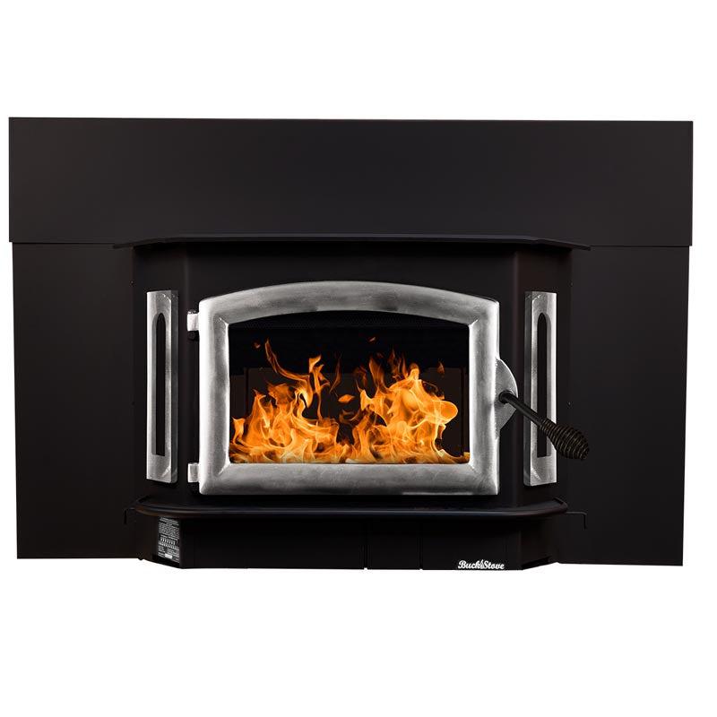 Buck Stove Bay Series Model 81 Non-Catalytic and Blower Assembly Standard Wood Burning Stove With Pewter Door Finish