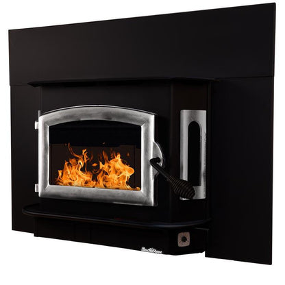 Buck Stove Bay Series Model 81 Non-Catalytic and Blower Assembly Standard Wood Burning Stove With Pewter Door Finish