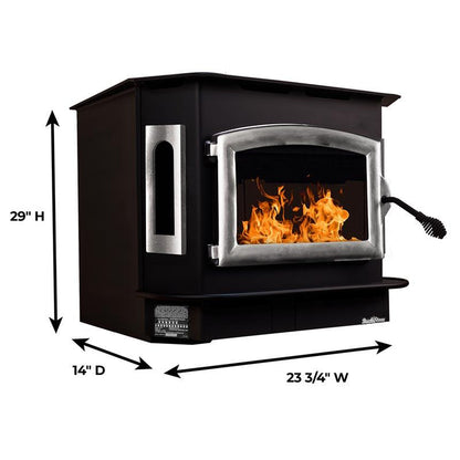 Buck Stove Bay Series Model 81 Non-Catalytic and Blower Assembly Standard Wood Burning Stove With Pewter Door Finish