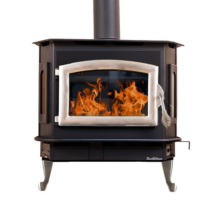 Buck Stove Bay Series Model 81 Non-Catalytic and Blower Assembly Standard Wood Burning Stove With Pewter Door Finish