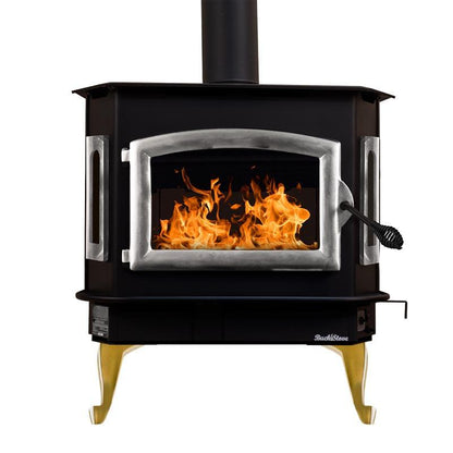 Buck Stove Bay Series Model 81 Non-Catalytic and Blower Assembly Standard Wood Burning Stove With Pewter Door Finish