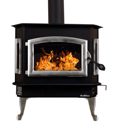 Buck Stove Bay Series Model 81 Non-Catalytic and Blower Assembly Standard Wood Burning Stove With Pewter Door Finish