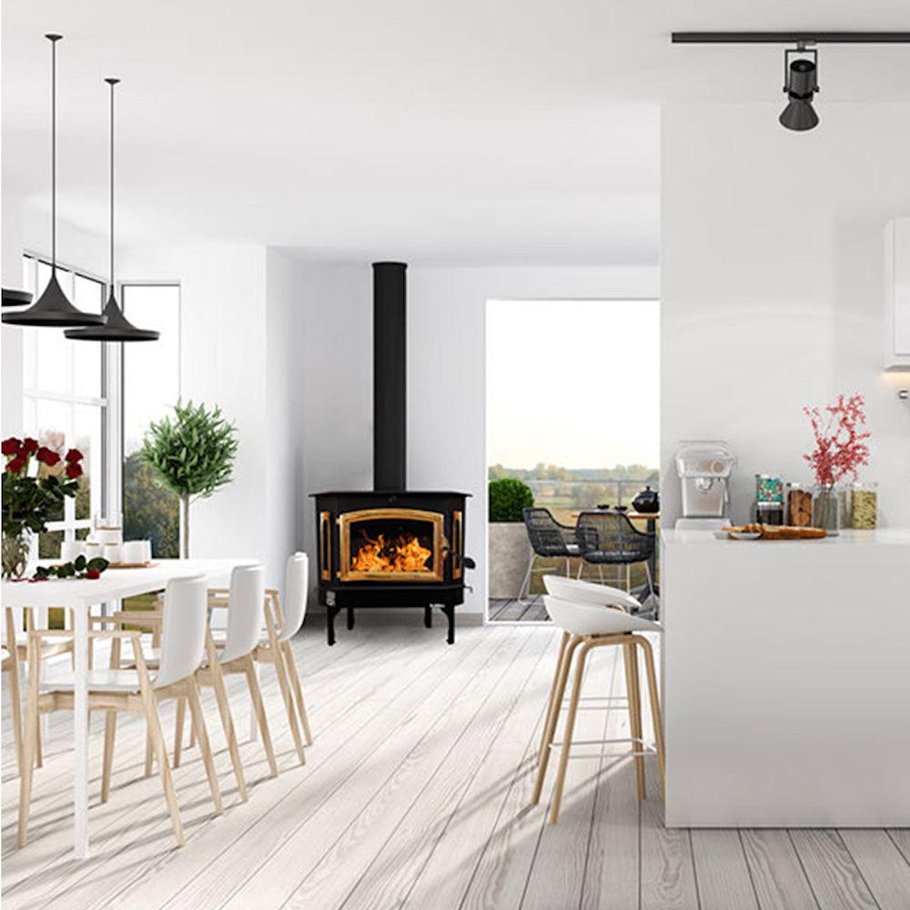 Buck Stove Bay Series Model 91 Catalytic Wood Burning Stove With Gold Door Finish