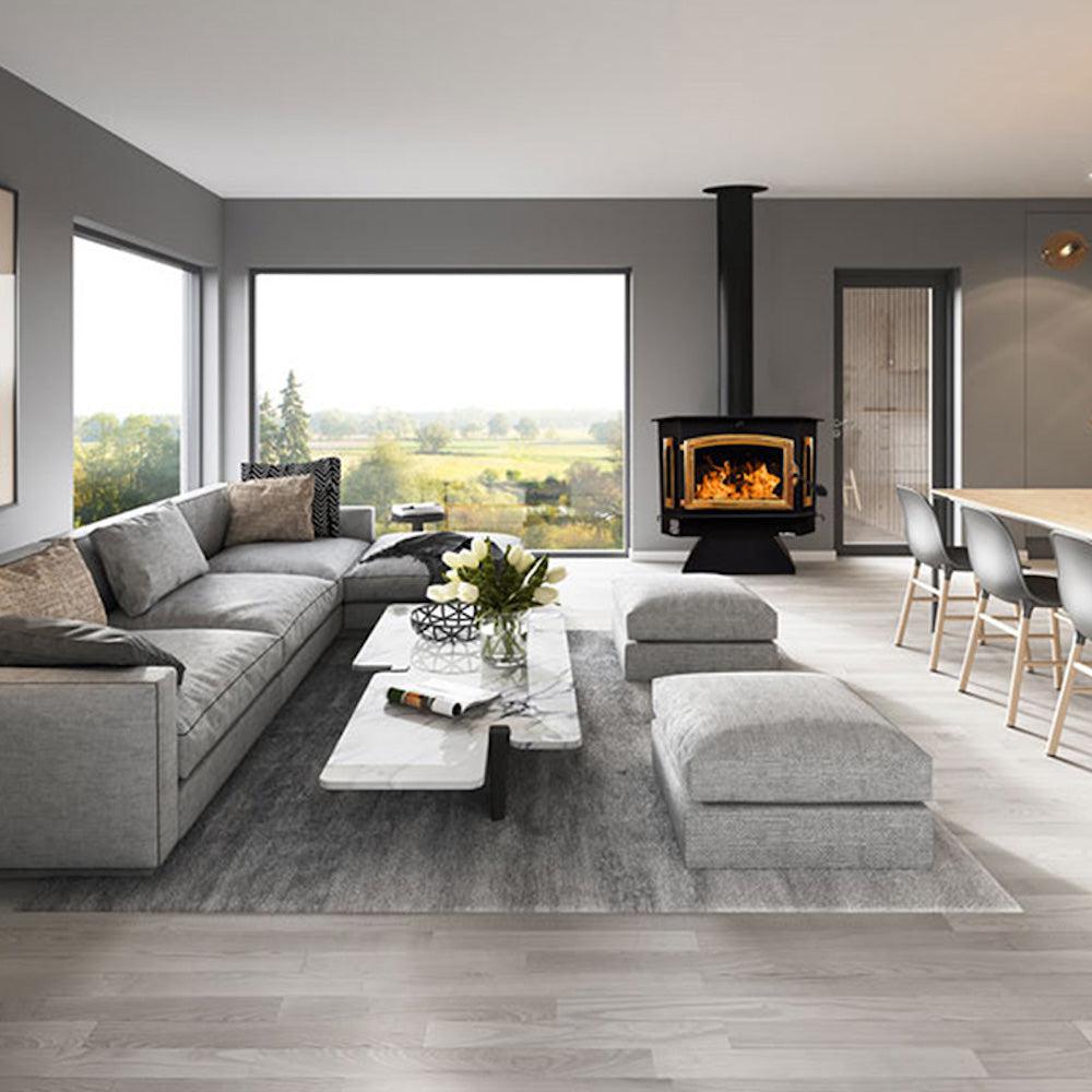 Buck Stove Bay Series Model 91 Catalytic Wood Burning Stove With Gold Door Finish