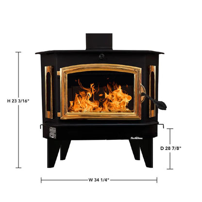 Buck Stove Bay Series Model 91 Catalytic Wood Burning Stove With Gold Door Finish