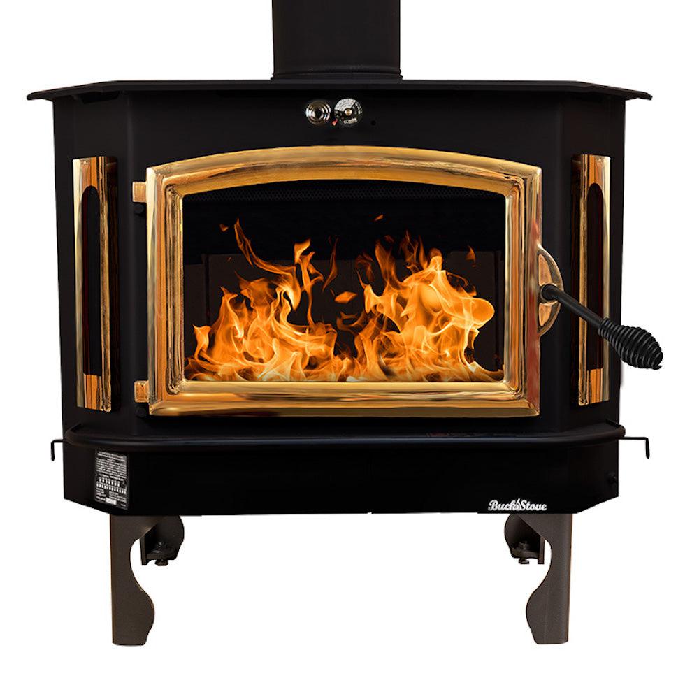 Buck Stove Bay Series Model 91 Catalytic Wood Burning Stove With Gold Door Finish