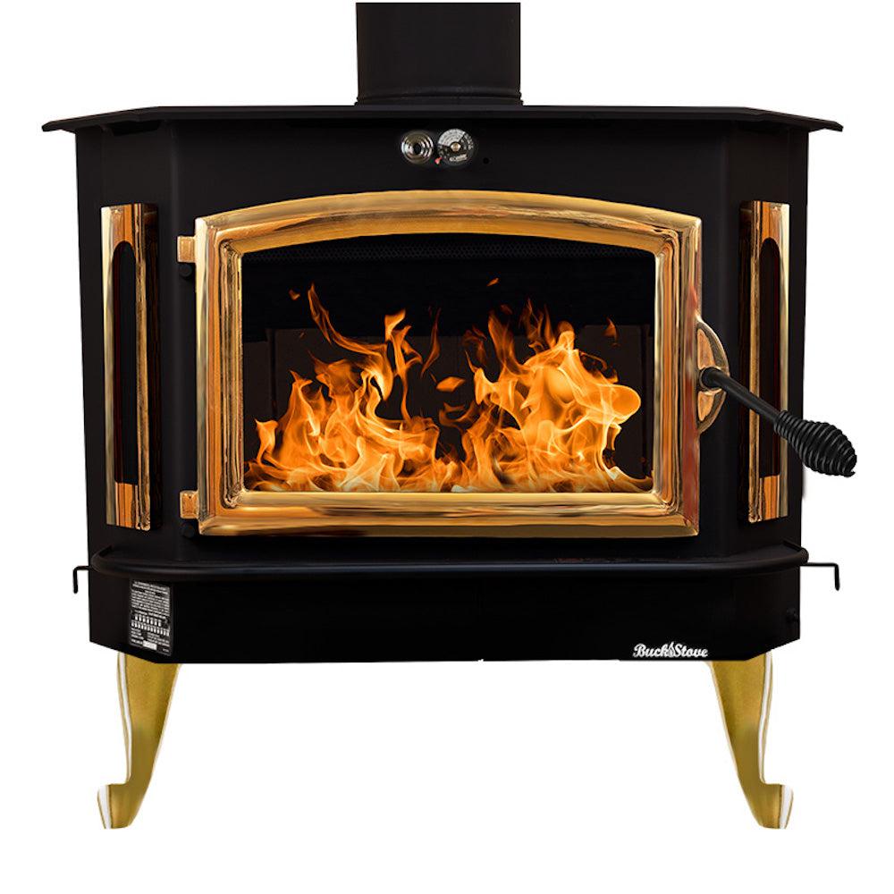 Buck Stove Bay Series Model 91 Catalytic Wood Burning Stove With Gold Door Finish