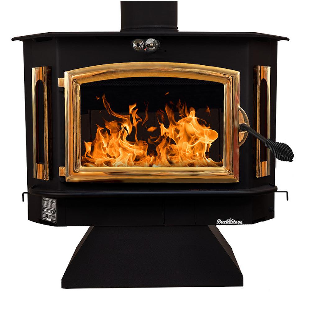 Buck Stove Bay Series Model 91 Catalytic Wood Burning Stove With Gold Door Finish