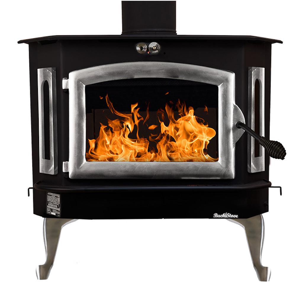 Buck Stove Bay Series Model 91 Catalytic Wood Burning Stove With Pewter Door Finish