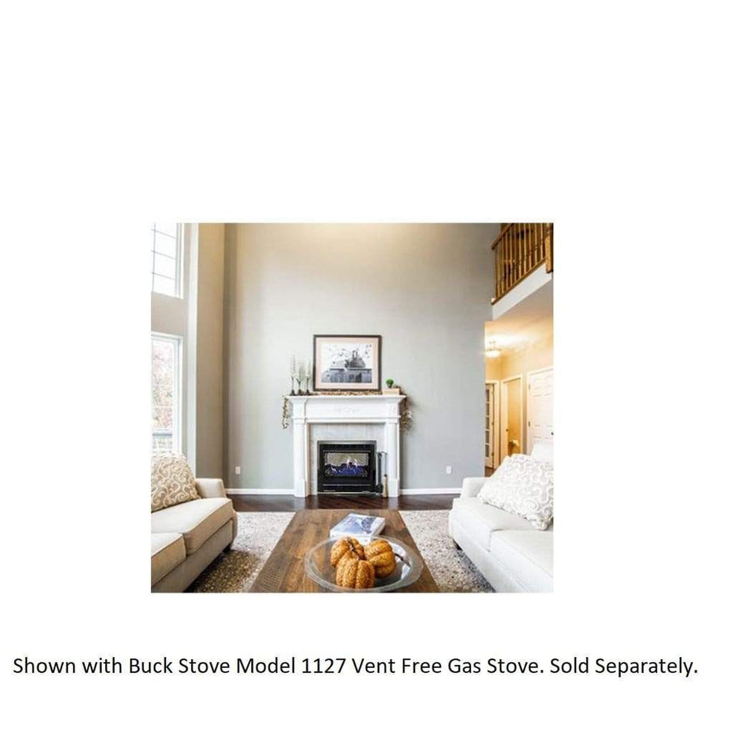 Buck Stove Deluxe Mantel Accessory White Finish for Model 1127 and 1110 Gas Stove