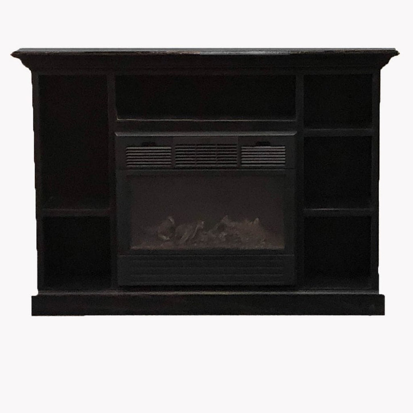 Buck Stove Model 1127 Vent Free Black Liquid Propane Gas Stove and Prestige Bookcase Black Mantel Combo
