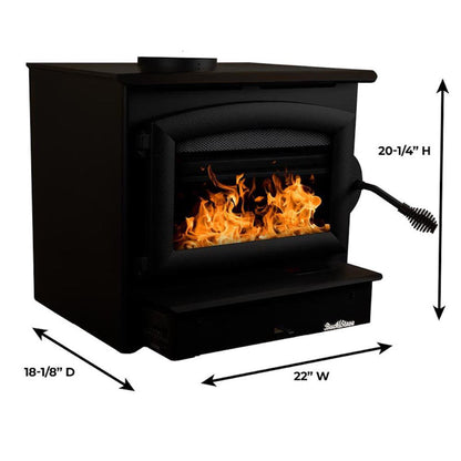 Buck Stove Model 21 Non-Catalytic and Blower Assembly Standard Wood Burning Stove With Black Door Finish