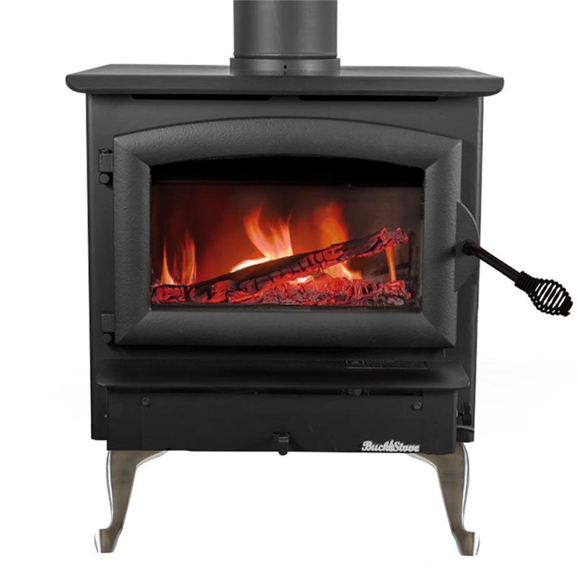 Buck Stove Model 21 Non-Catalytic and Blower Assembly Standard Wood Burning Stove With Black Door Finish