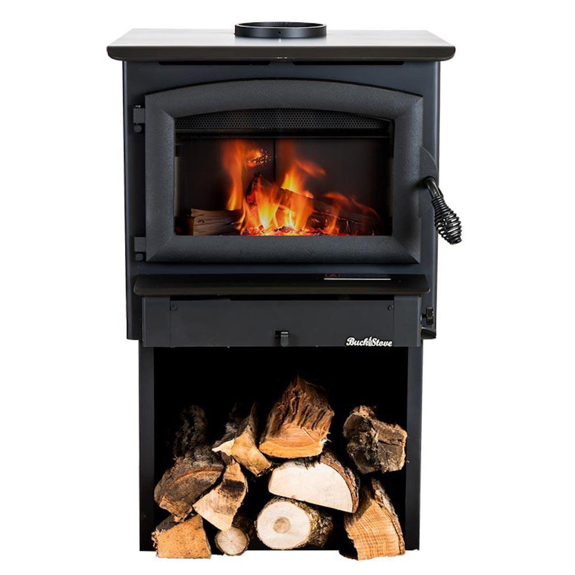 Buck Stove Model 21 Non-Catalytic and Blower Assembly Standard Wood Burning Stove With Black Door Finish