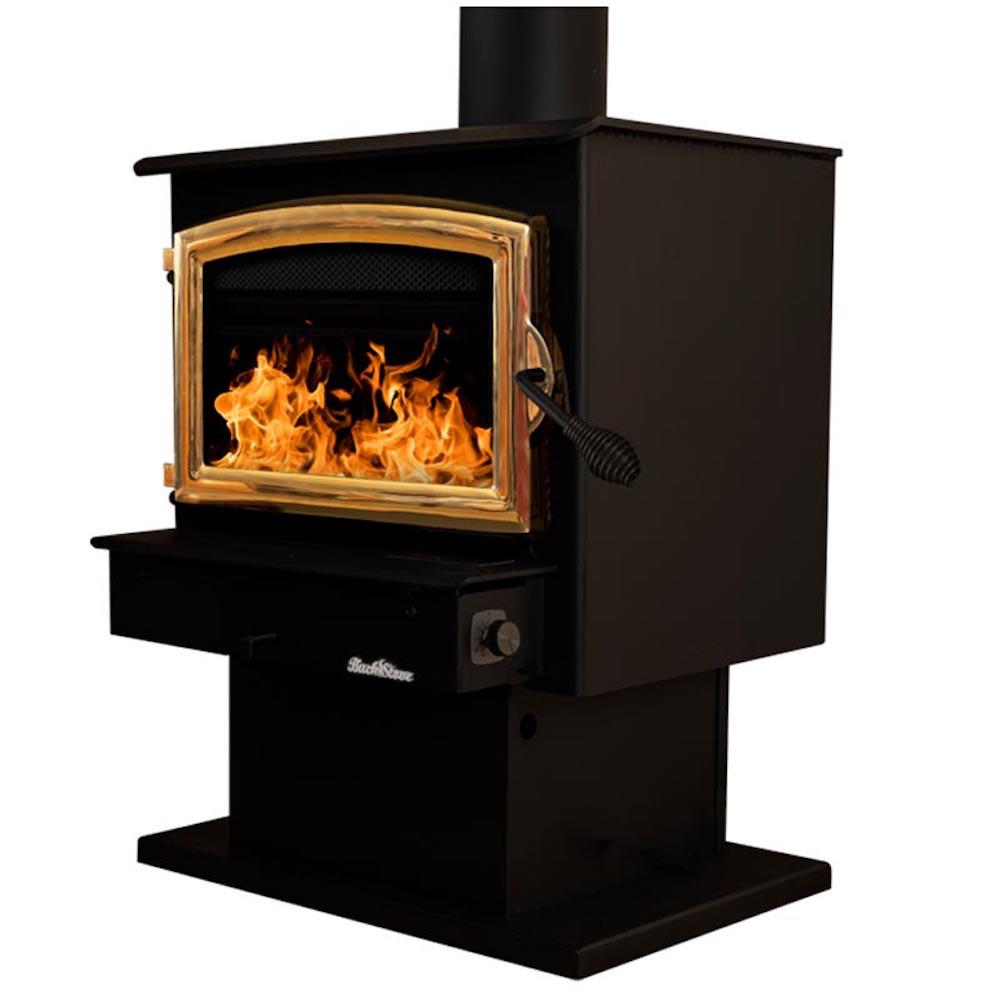 Buck Stove Model 21 Non-Catalytic and Blower Assembly Standard Wood Burning Stove With Gold Door Finish