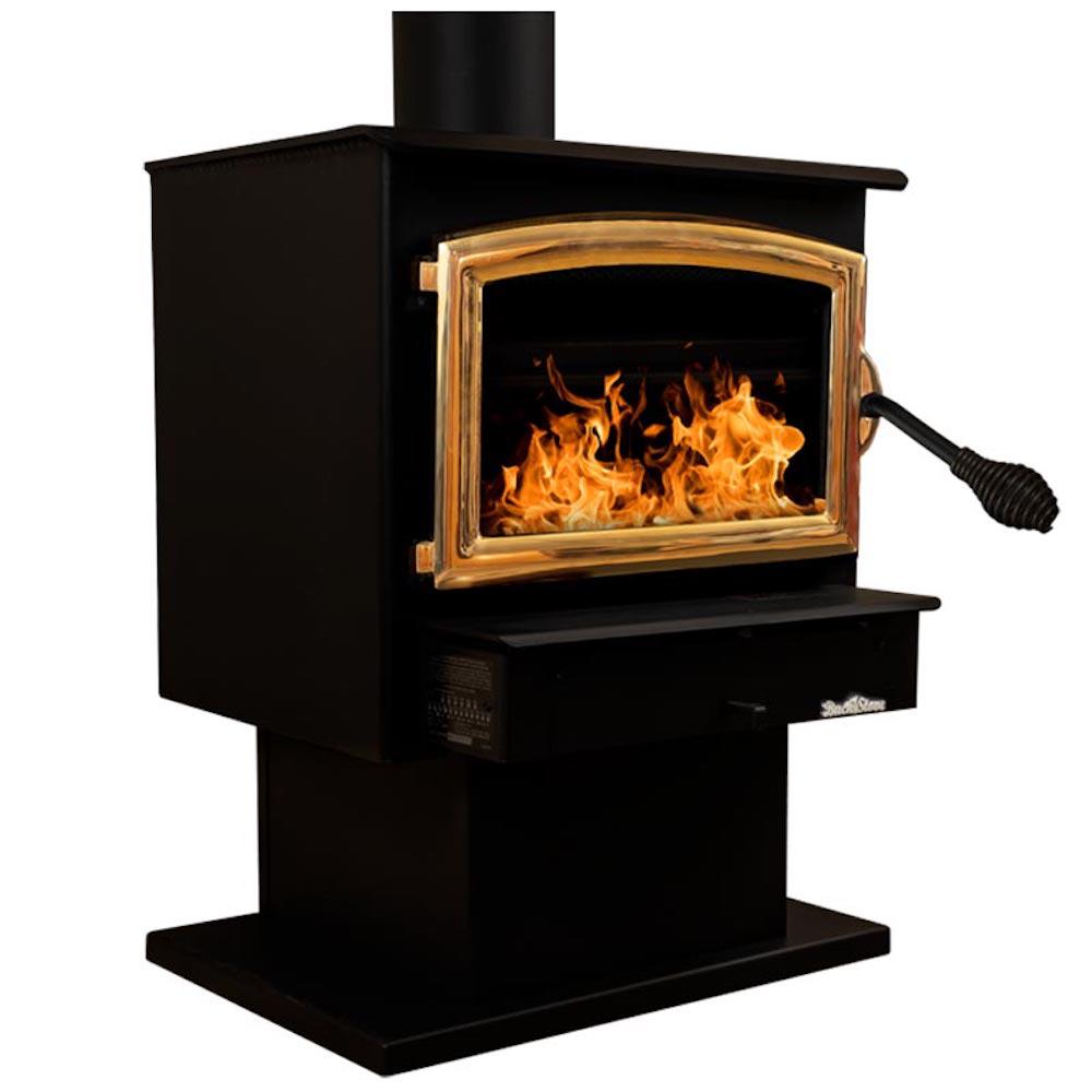 Buck Stove Model 21 Non-Catalytic and Blower Assembly Standard Wood Burning Stove With Gold Door Finish