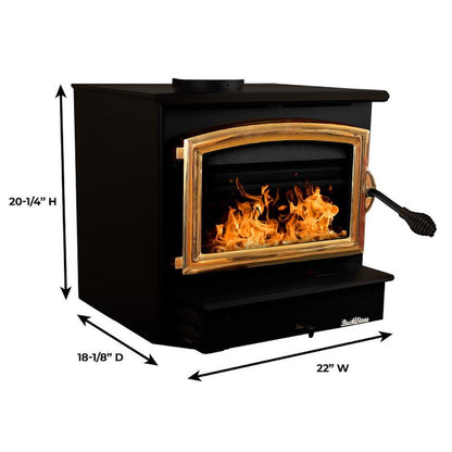 Buck Stove Model 21 Non-Catalytic and Blower Assembly Standard Wood Burning Stove With Gold Door Finish