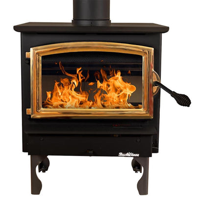 Buck Stove Model 21 Non-Catalytic and Blower Assembly Standard Wood Burning Stove With Gold Door Finish