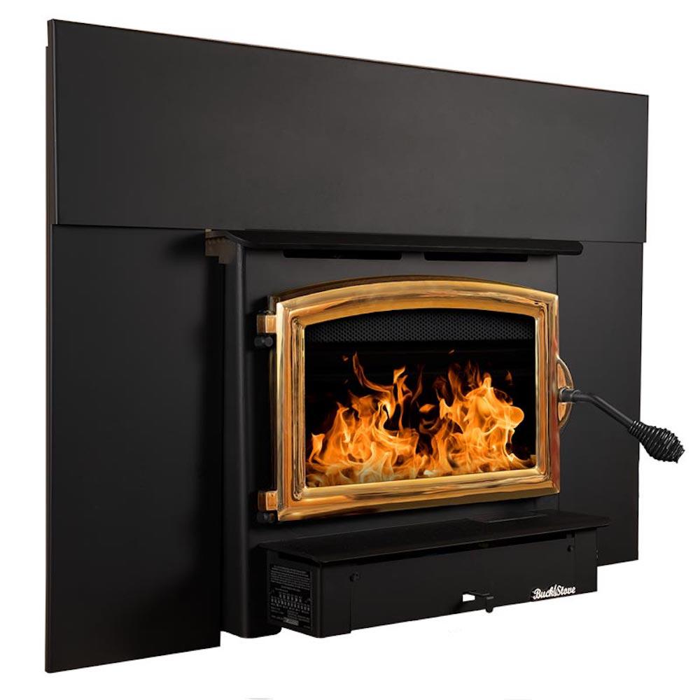 Buck Stove Model 21 Non-Catalytic and Blower Assembly Standard Wood Burning Stove With Gold Door Finish