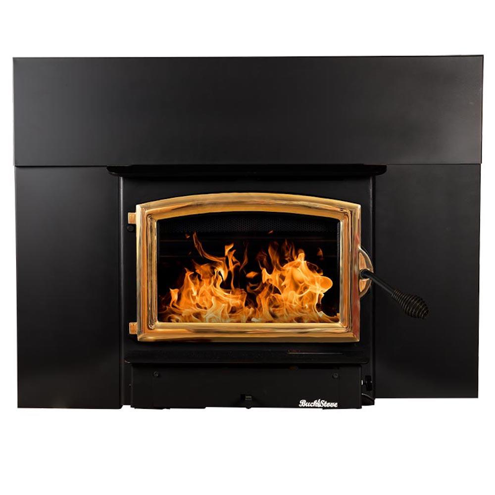 Buck Stove Model 21 Non-Catalytic and Blower Assembly Standard Wood Burning Stove With Gold Door Finish