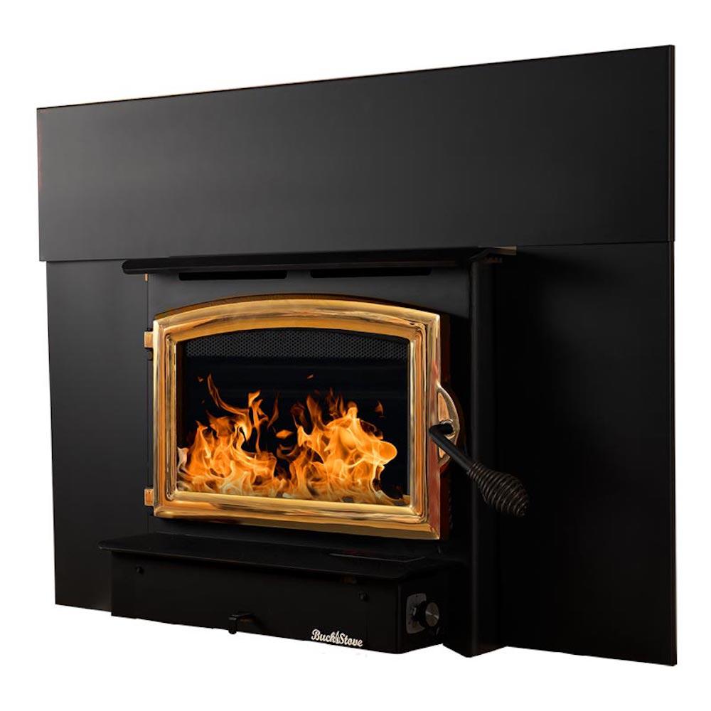 Buck Stove Model 21 Non-Catalytic and Blower Assembly Standard Wood Burning Stove With Gold Door Finish