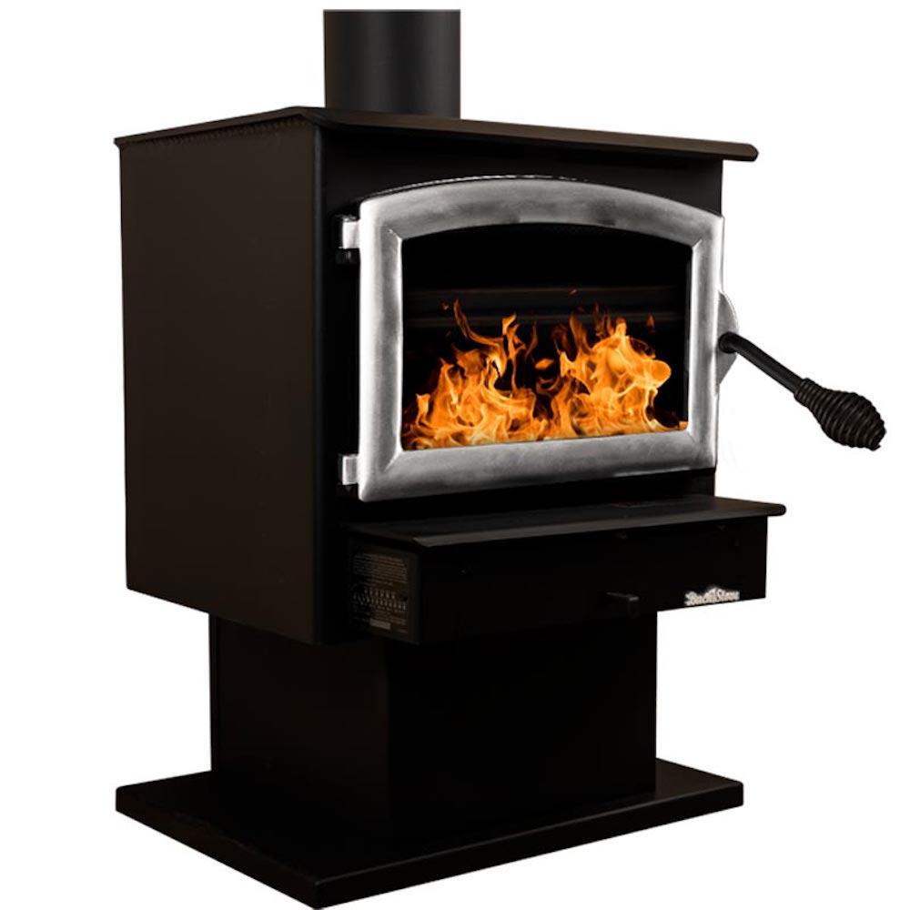 Buck Stove Model 21 Non-Catalytic and Blower Assembly Standard Wood Burning Stove With Pewter Door Finish