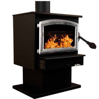 Buck Stove Model 21 Non-Catalytic and Blower Assembly Standard Wood Burning Stove With Pewter Door Finish