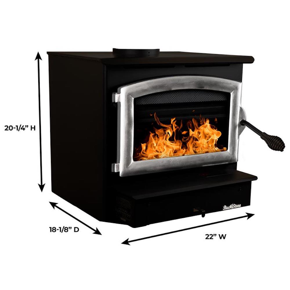 Buck Stove Model 21 Non-Catalytic and Blower Assembly Standard Wood Burning Stove With Pewter Door Finish