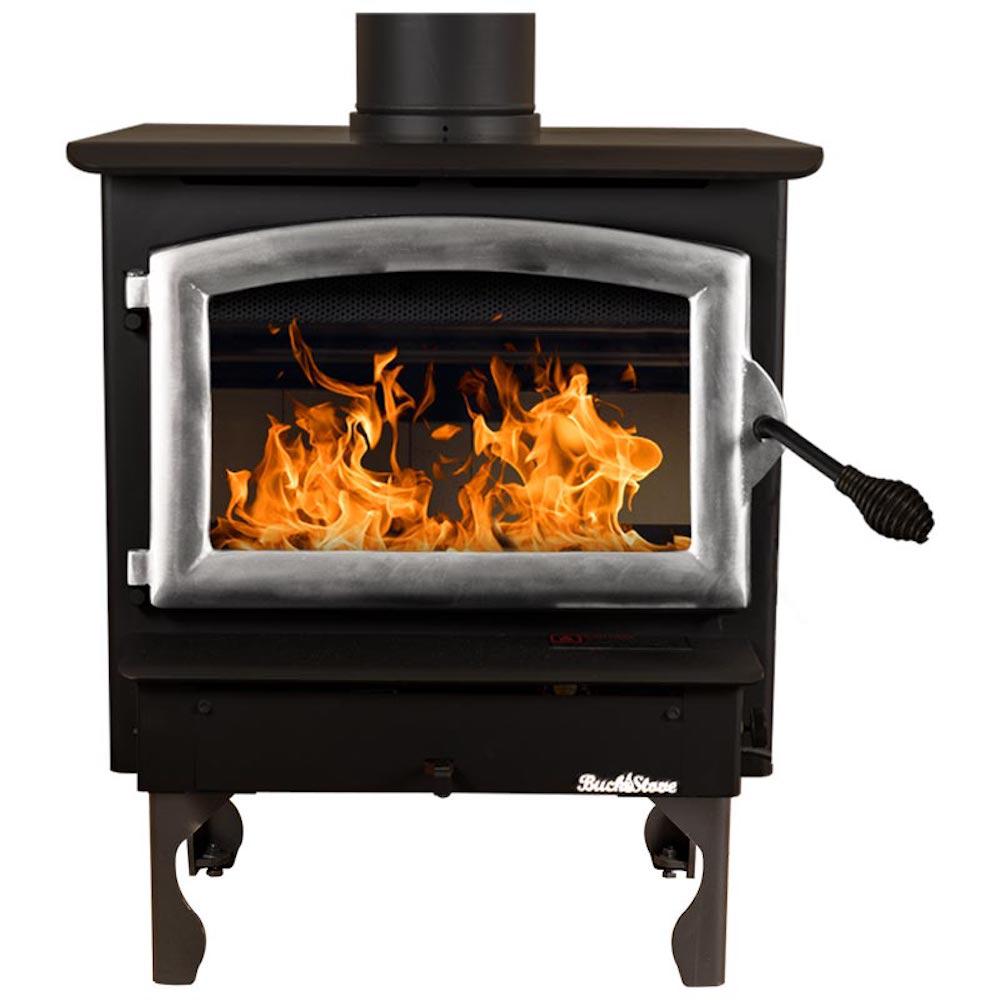 Buck Stove Model 21 Non-Catalytic and Blower Assembly Standard Wood Burning Stove With Pewter Door Finish
