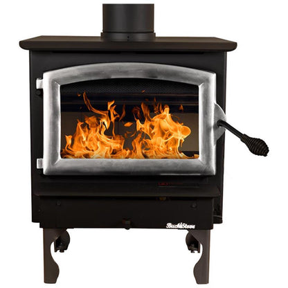Buck Stove Model 21 Non-Catalytic and Blower Assembly Standard Wood Burning Stove With Pewter Door Finish
