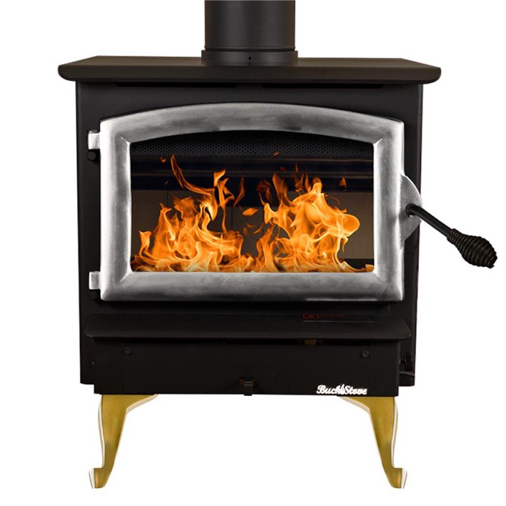 Buck Stove Model 21 Non-Catalytic and Blower Assembly Standard Wood Burning Stove With Pewter Door Finish